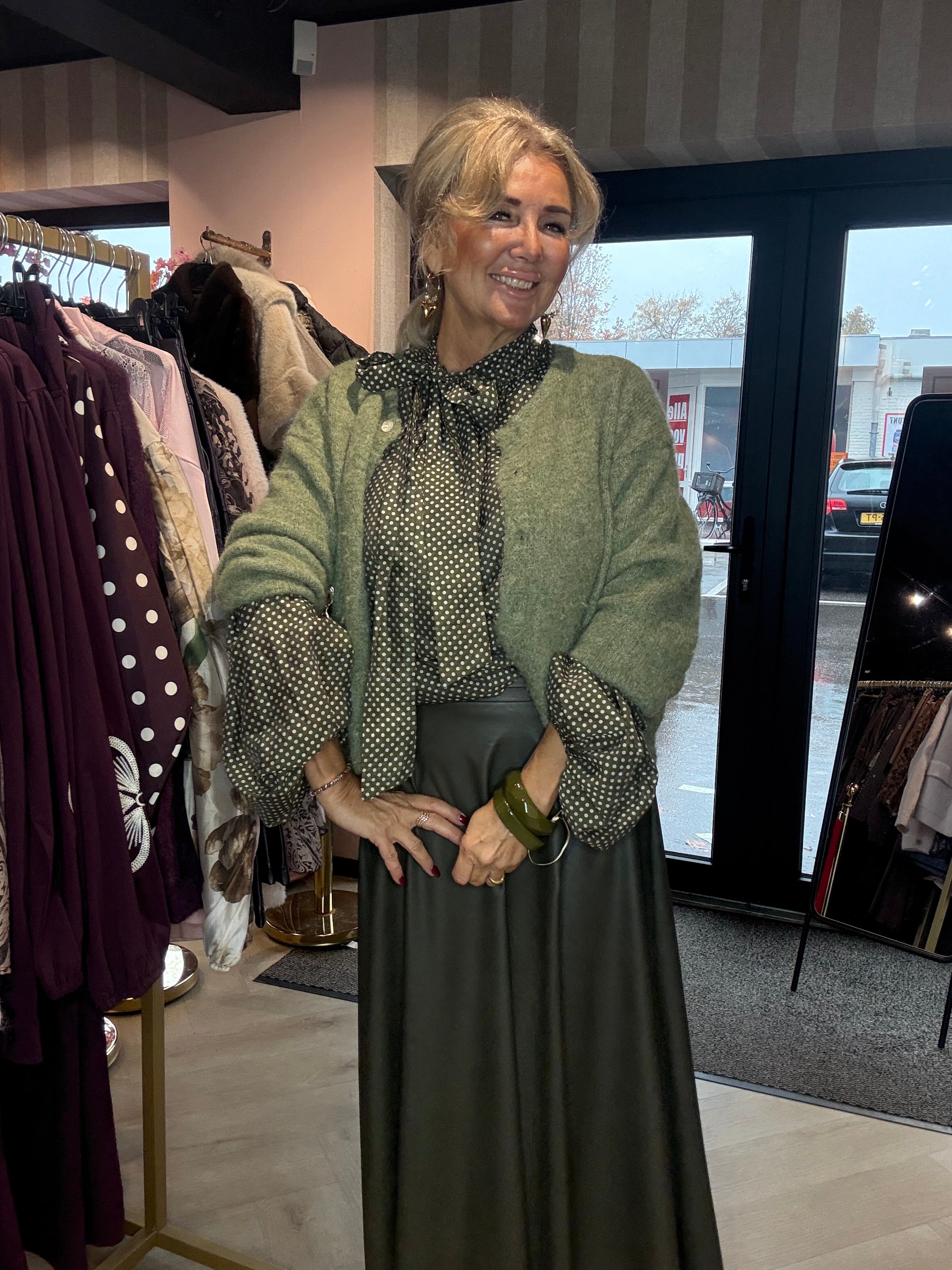 Puh Leatherlook Rok Army Green